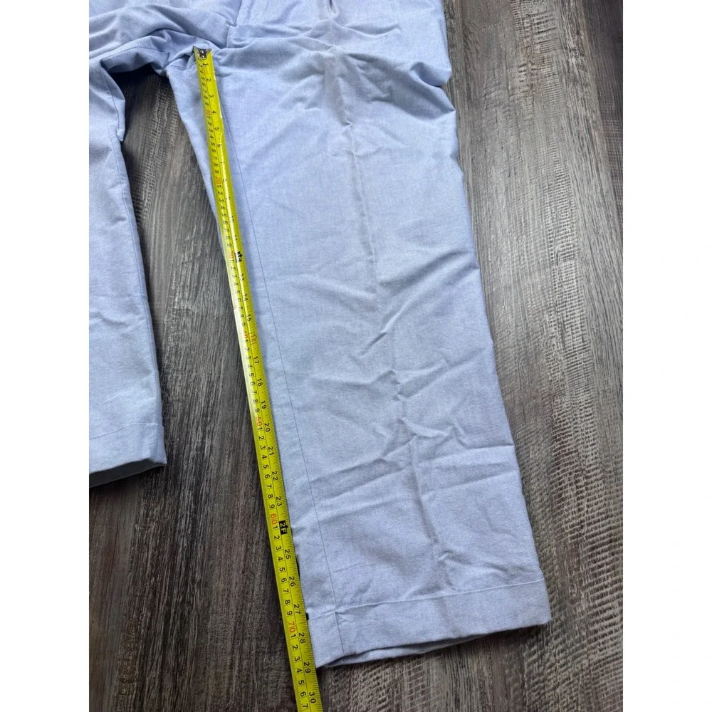 Polo Ralph Lauren Mens 38x30 Light Blue Oxford Pleated Cuffed Cotton Trousers
